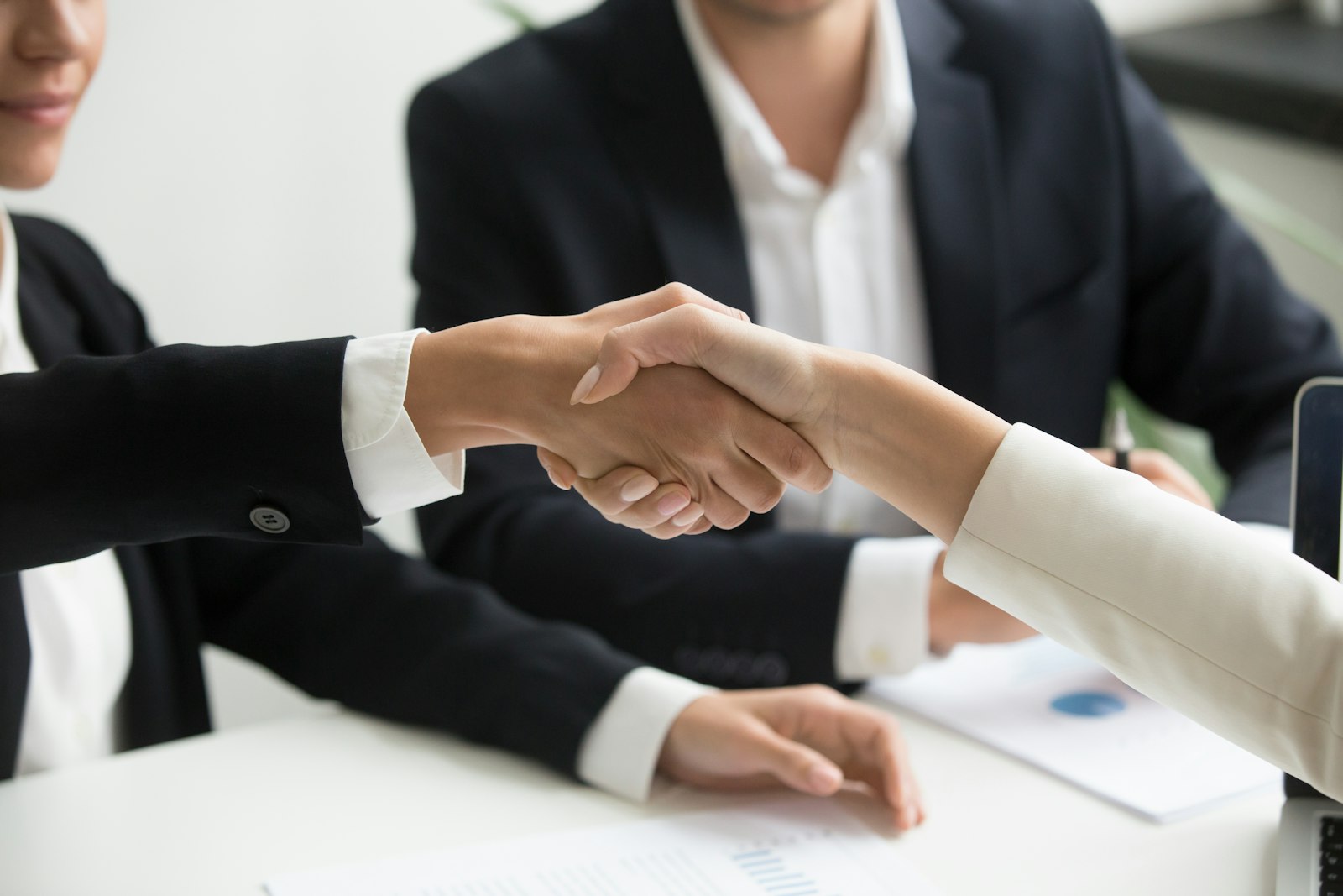 Open a new municipal account — professional agreement handshake